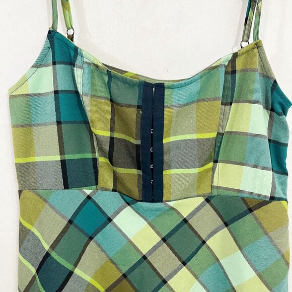 NEW Urban Outfitters Keya Plaid Eye & Hook Mini Dress Green Multi - Size Medium - Picture 7 of 7